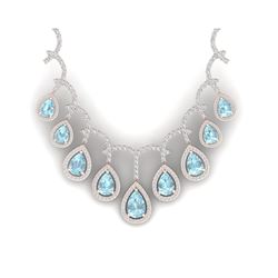 32.62 ctw Sky Topaz & VS Diamond Necklace 18K Rose Gold