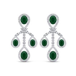 25.08 ctw Emerald & VS Diamond Earrings 18K White Gold