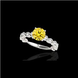 1.5 ctw Certified SI/I Fancy Intense Yellow Diamond Ring 10K White Gold