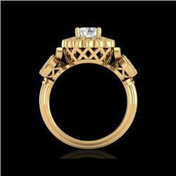 1.5 ctw VS/SI Diamond Solitaire Art Deco 3 Stone Ring 18K Yellow Gold