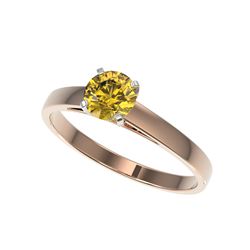 .75 ctw Certified Intense Yellow Diamond Engagement Ring 10K Rose Gold