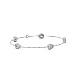 3.75 ctw Pear Cut Diamond Station Bracelet 18K White Gold