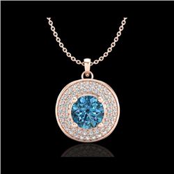1.25 ctw Fancy Intense Blue Diamond Art Deco Necklace 18K Rose Gold