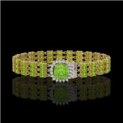 29.26 ctw Peridot & Diamond Bracelet 14K Yellow Gold