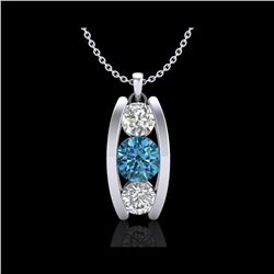 1.07 ctw Fancy Intense Blue Diamond Art Deco Necklace 18K White Gold