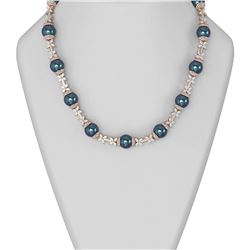 29 ctw Diamond and Pearl Necklace 18K Rose Gold