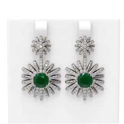 6.23 ctw Emerald & Diamond Earrings 18K White Gold