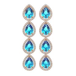 10.8 ctw Swiss Topaz & Diamond Micro Pave Halo Earrings 10K Rose Gold