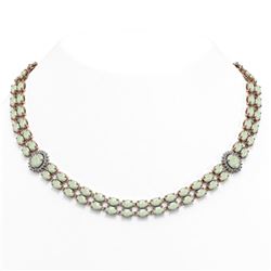39.37 ctw Opal & Diamond Necklace 14K Rose Gold