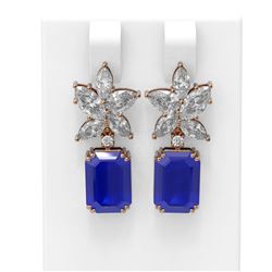 15.19 ctw Sapphire & Diamond Earrings 18K Rose Gold