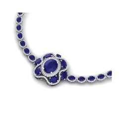 47.43 ctw Sapphire & VS Diamond Necklace 18K White Gold