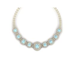 47.10 ctw Sky Topaz & VS Diamond Necklace 18K Yellow Gold