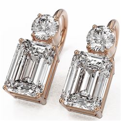 2.5 ctw Emerald Cut Diamond Designer Earrings 18K Rose Gold