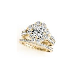 2.22 ctw Certified VS/SI Diamond 2pc Wedding Set Halo 14K Yellow Gold