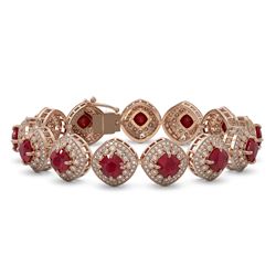 37.35 ctw Certified Ruby & Diamond Victorian Bracelet 14K Rose Gold