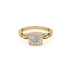 0.55 ctw Certified VS/SI Diamond Halo Ring 18K Yellow Gold