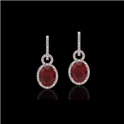 8 ctw Garnet & Micro Pave Halo VS/SI Diamond Earrings 14K Rose Gold
