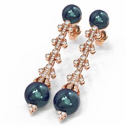 2 ctw Diamond and Pearl Earrings 18K Rose Gold