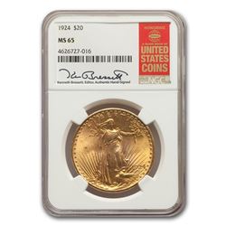 1924 $20 Saint-Gaudens Gold Double Eagle MS-65 NGC