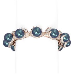 18 ctw Diamond and Pearl Bracelet 18K Rose Gold