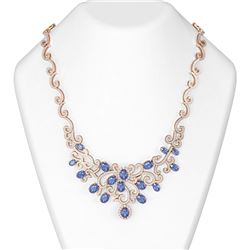30.93 ctw Tanzanite & Diamond Necklace 18K Rose Gold