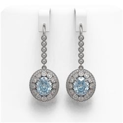 7.65 ctw Aquamarine & Diamond Victorian Earrings 14K White Gold