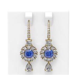 8.81 ctw Tanzanite & Diamond Earrings 18K Yellow Gold