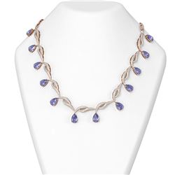33.11 ctw Tanzanite & Diamond Necklace 18K Rose Gold