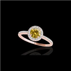 1.2 ctw Certified SI/I Fancy Intense Yellow Diamond Ring 10K Rose Gold