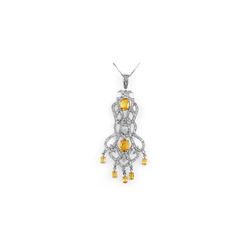 7.65 ctw Yellow Sapphire & Diamond Necklace 18K White Gold