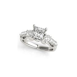 1.5 ctw VS/SI Diamond 3 Stone Princess Cut Ring 18K White Gold