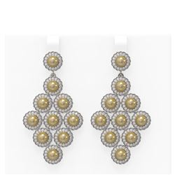 4 ctw Diamond & Pearl Earrings 18K White Gold