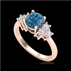 1.5 ctw Intense Blue Diamond Engagement Ring 18K Rose Gold