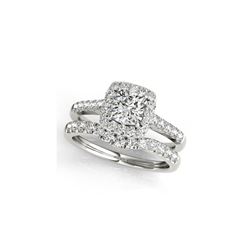 1.45 ctw Certified VS/SI Cushion Diamond 2pc Set Ring Halo 14K White Gold