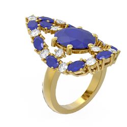 12.63 ctw Sapphire & Diamond Ring 18K Yellow Gold