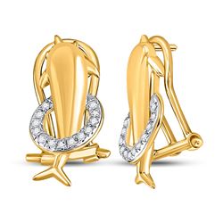 10kt Yellow Gold Round Diamond Dolphin French-clip Stud Earrings 1/12 Cttw