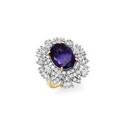 13.25 ctw Tanzanite & Diamond Ring 14K Yellow Gold