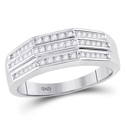 10kt White Gold Round Diamond Flat Side Arched Band Ring 1/4 Cttw
