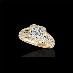 2.05 ctw Certified Diamond Solitaire Halo Ring 10K Yellow Gold