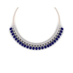 51.75 ctw Sapphire & VS Diamond Necklace 18K Rose Gold
