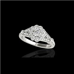 1.9 ctw Certified Diamond Solitaire Halo Ring 10K White Gold