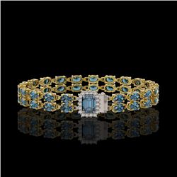 17.34 ctw London Topaz & Diamond Bracelet 14K Yellow Gold
