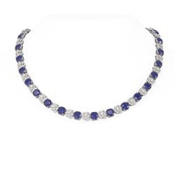 65.1 ctw Sapphire & Diamond Necklace 18K White Gold