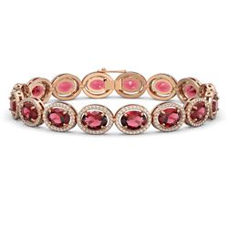 23.6 ctw Tourmaline & Diamond Micro Pave Halo Bracelet 10K Rose Gold