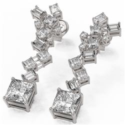 4 ctw Princess Cut Diamond Designer Earrings 18K White Gold