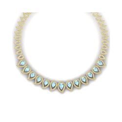 34.96 ctw Sky Topaz & VS Diamond Necklace 18K Yellow Gold