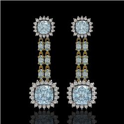 16.22 ctw Aquamarine & Diamond Earrings 14K Yellow Gold