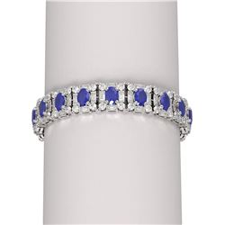 33.66 ctw Sapphire & Diamond Bracelet 18K White Gold