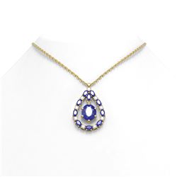 13.08 ctw Sapphire & Diamond Necklace 18K Yellow Gold