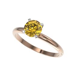 1.04 ctw Certified Intense Yellow Diamond Engagement Ring 10K Rose Gold